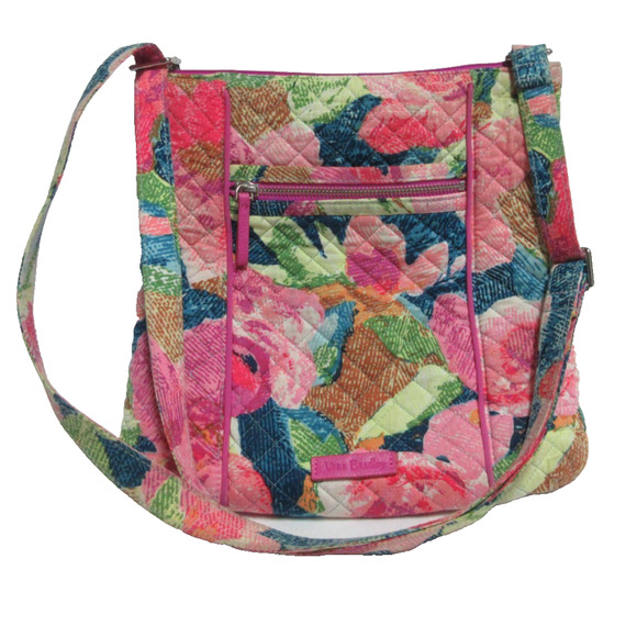 Vera Bradley Superbloom Iconic Hipster Crossbody Bag Pink Floral Slim File Bag - Picture 1 of 8